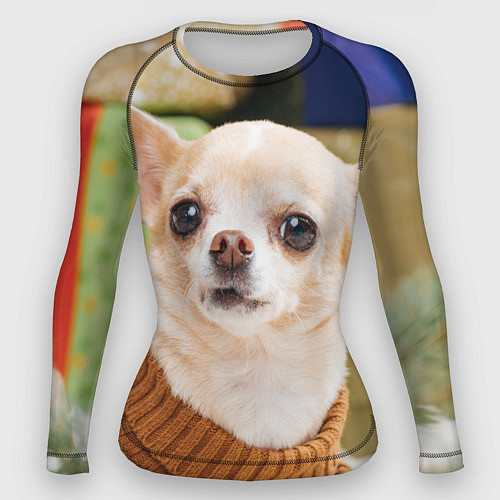 Женский рашгард Праздничный чихуахуа / 3D-принт – фото 1
