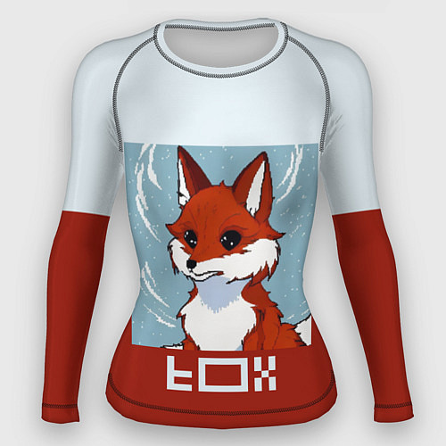 Женский рашгард Пиксельная лиса с надписью fox / 3D-принт – фото 1