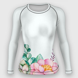 Рашгард женский Цветы нарисованные акварелью - снизу, цвет: 3D-принт