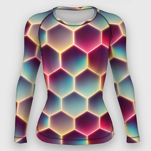 Женский рашгард Неоновый гексагон / 3D-принт – фото 1