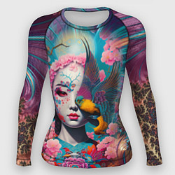 Рашгард женский Japanese girl with a bird - irezumi, цвет: 3D-принт