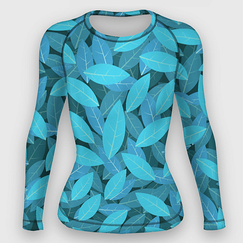 Женский рашгард Бирюзовые листья / 3D-принт – фото 1