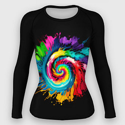 Рашгард женский Тай-дай разноцветная спираль, цвет: 3D-принт
