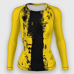 Рашгард женский Вертикальная черно-желтая полоса Cyberpunk 2077, цвет: 3D-принт