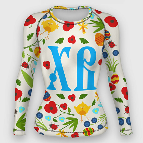 Женский рашгард ХВ с цветочным узором на Пасху / 3D-принт – фото 1