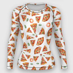Рашгард женский Кусочки пиццы - паттерн на белом, цвет: 3D-принт
