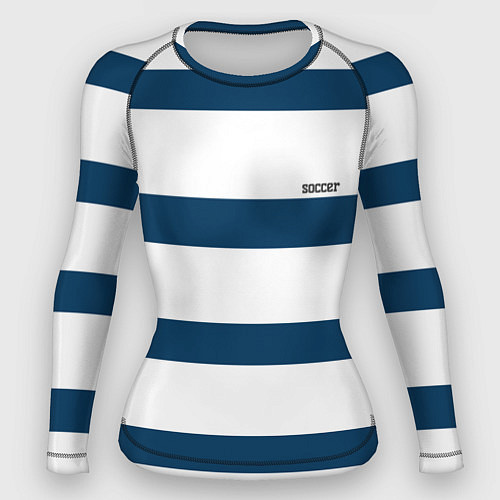 Женский рашгард Бело-синий полосатый узор / 3D-принт – фото 1