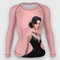 Женский рашгард Girl in black dress - pink