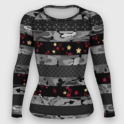 Рашгард женский Узор в стиле полосатый пэчворк, цвет: 3D-принт