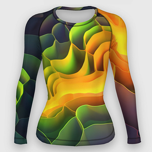 Женский рашгард Радужная объемная поверхность / 3D-принт – фото 1