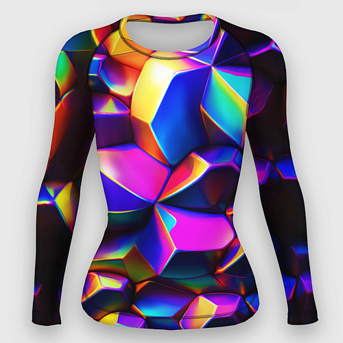 Женский рашгард Бензиновые неоновые кристаллы / 3D-принт – фото 1