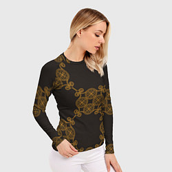 Рашгард женский Позолоченный паттерн, цвет: 3D-принт — фото 2