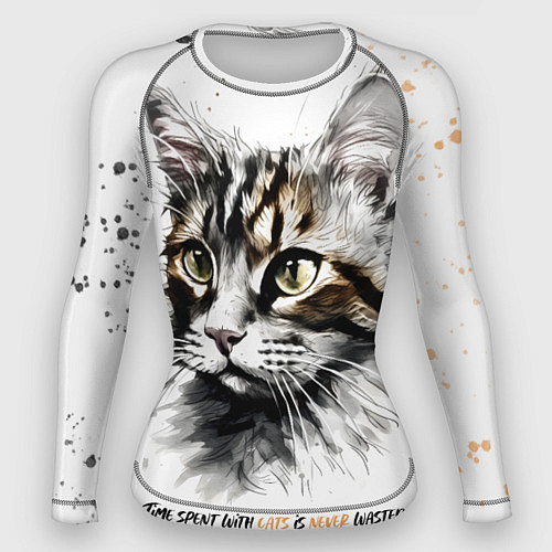 Женский рашгард Время с кошкой никогда не потрачено зря / 3D-принт – фото 1