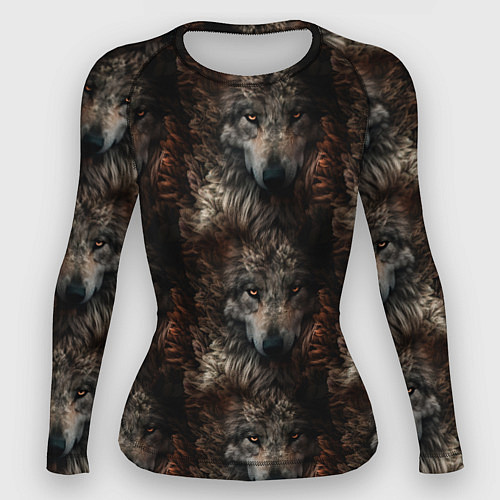 Женский рашгард Волки паттерн / 3D-принт – фото 1