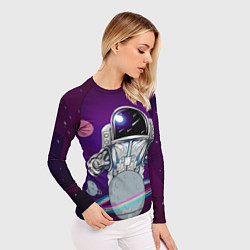 Рашгард женский Космонавт с планетами и звездами, цвет: 3D-принт — фото 2