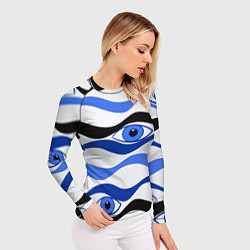 Рашгард женский Глазки плывущие в голубых волнах, цвет: 3D-принт — фото 2