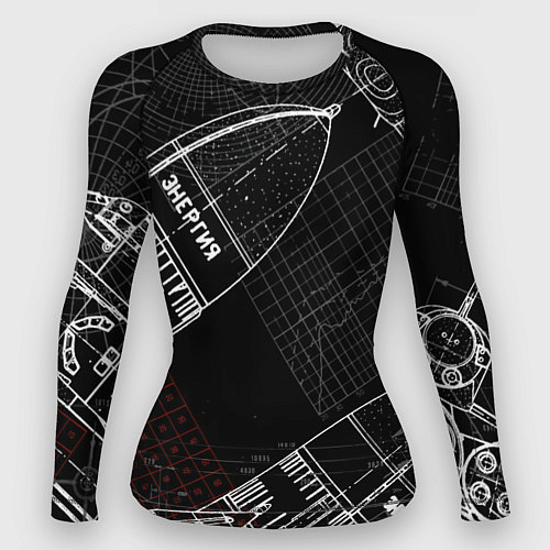Женский рашгард Чертеж ракеты / 3D-принт – фото 1