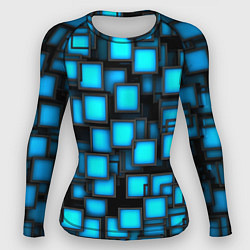 Рашгард женский Геометрия - синие квадраты, цвет: 3D-принт