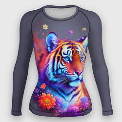 Женский рашгард Тигр и краски - нейросеть