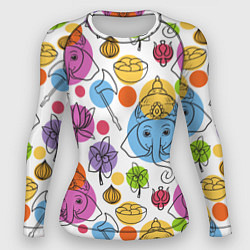 Рашгард женский Индийские слоники, цвет: 3D-принт