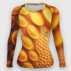 Рашгард женский Оранжевые круглые плиты, цвет: 3D-принт
