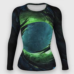 Рашгард женский Объемная зеленая абстракция, цвет: 3D-принт
