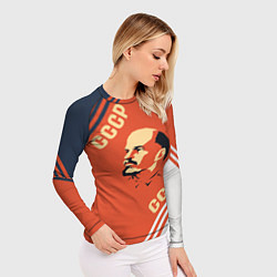 Рашгард женский Ленин на красном фоне, цвет: 3D-принт — фото 2