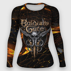 Рашгард женский Baldurs Gate 3 logo gold and black, цвет: 3D-принт