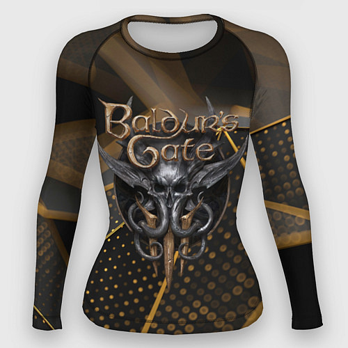 Женский рашгард Baldurs Gate 3 logo dark gold geometry / 3D-принт – фото 1