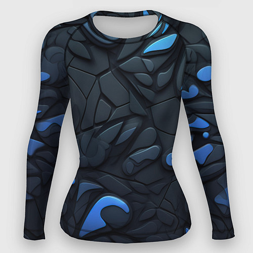 Женский рашгард Blue black abstract texture / 3D-принт – фото 1