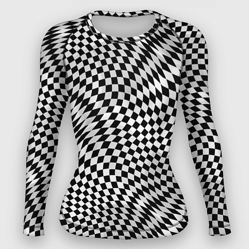 Женский рашгард Черно-белая шахматная иллюзия / 3D-принт – фото 1