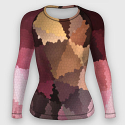 Рашгард женский Мозаика в коричнево-розовых тонах, цвет: 3D-принт