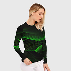Рашгард женский Зеленые абстрактные полосы, цвет: 3D-принт — фото 2