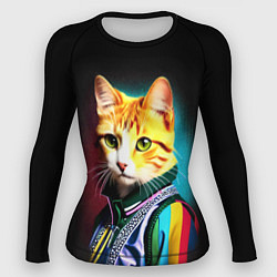 Рашгард женский Модный рыжий кот - неон - поп-арт, цвет: 3D-принт