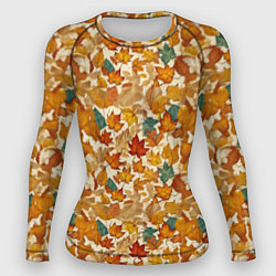 Рашгард женский Осенние листья узор, цвет: 3D-принт