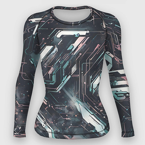 Женский рашгард Киберанк полосы / 3D-принт – фото 1