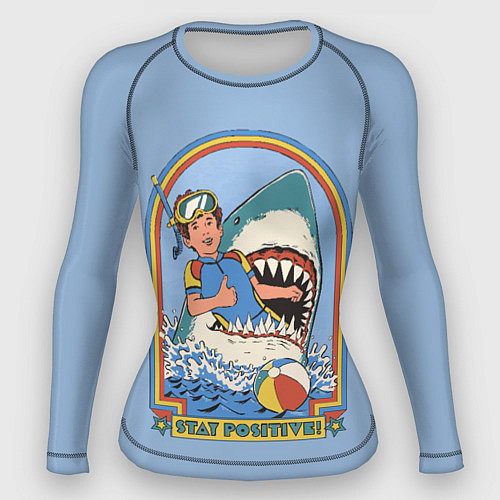 Женский рашгард Хищная акула водолаз - будь позитивным / 3D-принт – фото 1