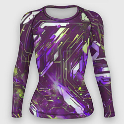 Рашгард женский Космические кибер схемы фиолетовые, цвет: 3D-принт