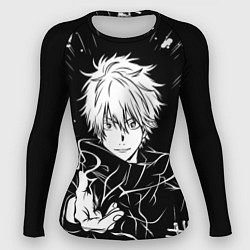 Рашгард женский Сатору Годжо - черно-белый, цвет: 3D-принт