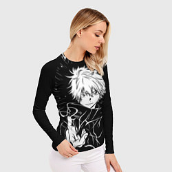 Рашгард женский Сатору Годжо - черно-белый, цвет: 3D-принт — фото 2