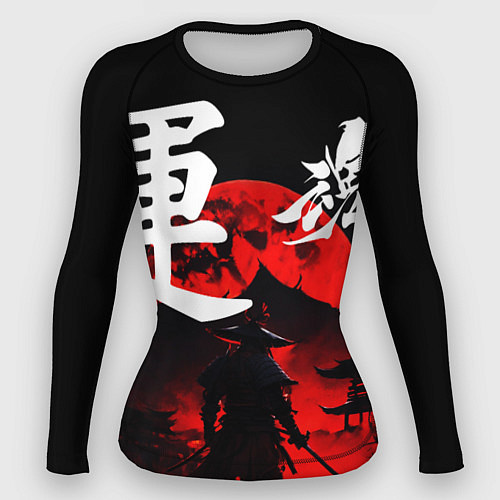 Женский рашгард Японский самурай и красная луна / 3D-принт – фото 1