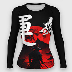 Женский рашгард Японский самурай и красная луна