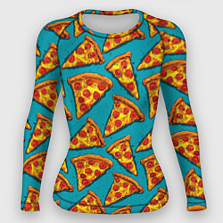 Женский рашгард Кусочки пиццы на синем фоне