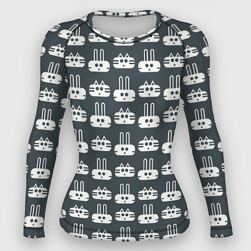 Женский рашгард Геометрические зайцы и коты / 3D-принт – фото 1
