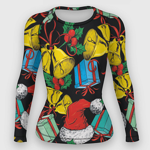 Женский рашгард Узор с рождественскими колокольчиками / 3D-принт – фото 1