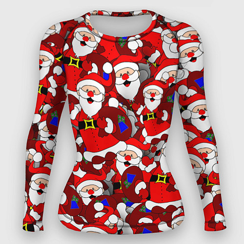 Женский рашгард Новогодний паттерн с дедами морозами / 3D-принт – фото 1