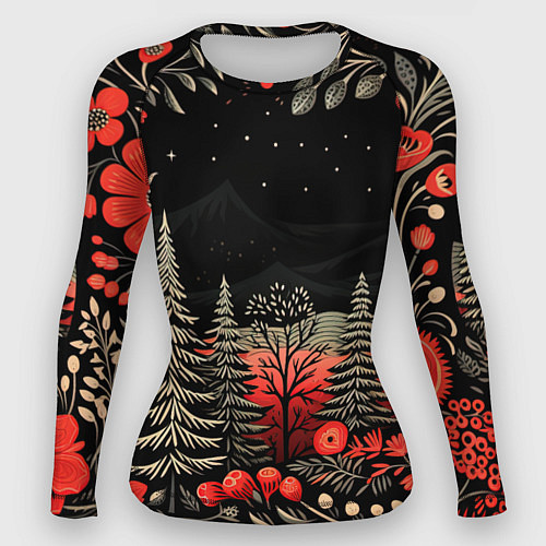 Женский рашгард Новогодняя темная ночь / 3D-принт – фото 1
