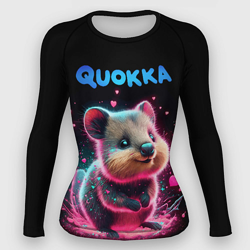 Женский рашгард Милый квокка с розовыми светящими сердечками / 3D-принт – фото 1