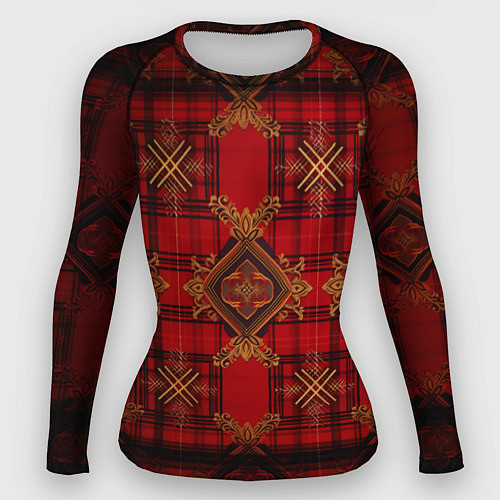 Женский рашгард Красная шотландская клетка royal stewart / 3D-принт – фото 1