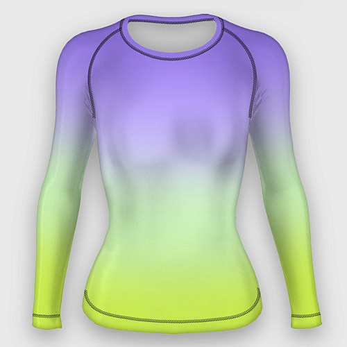 Женский рашгард Фиолетовый мятный и желто-зеленый градиент / 3D-принт – фото 1